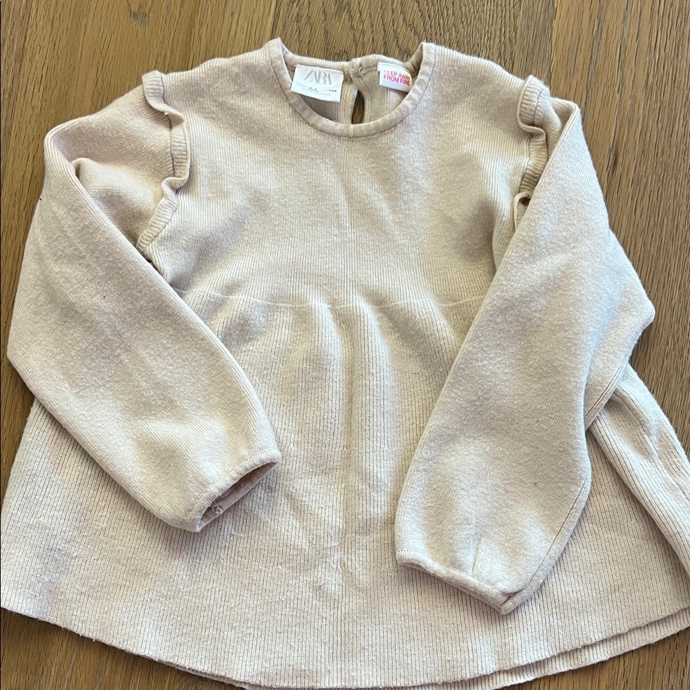 Zara Cream Kids Sweater with Ruffle Details